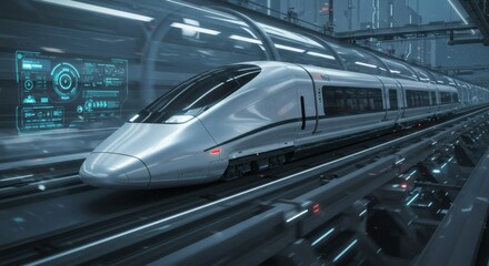 futuristic bullet train or hyperloop ultrasonic train