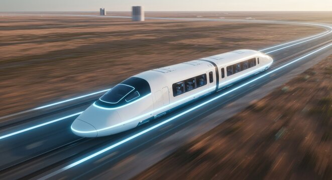 futuristic bullet train or hyperloop ultrasonic train