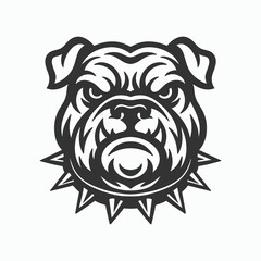 Bulldog Head Tribal Logo, Fierce Dog Face with Spiked Collar Vector Mascot Design