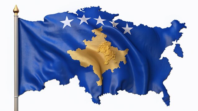 Kosovo Flag on World Map: High-Resolution Stock Photo