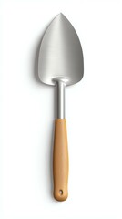 A realistic mockup of a branded garden trowel on a white background