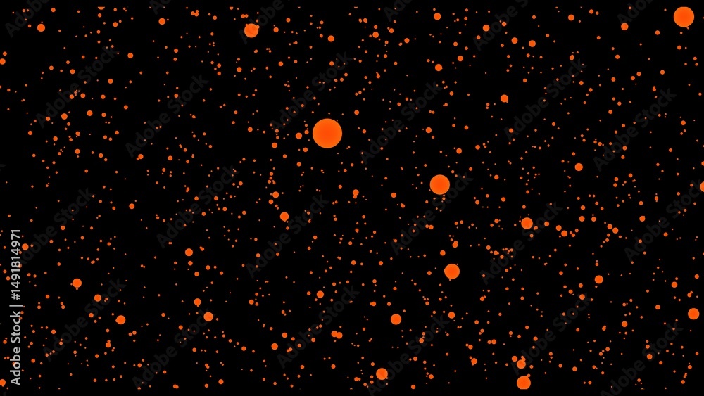 Poster abstract background of orange dots against black a visual representation of cosmic space with random