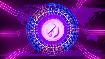 Glowing technology global business financial , ,technology network background ,circular social media icon. Animation of the network connections. futuristic digital network circle technology background - Powered by Adobe