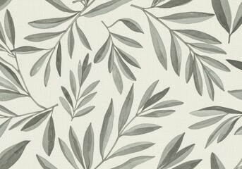 Elegant Olive Branch Watercolor Seamless Pattern Botanical Design for Fabrics and Wallpaper