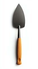 A realistic mockup of a branded garden trowel on a white background