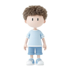 Adorable 3D Render of a Cute Young Boy Wearing Casual Clothes