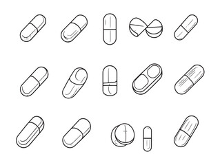 Stylized capsule line art graphic made for vector stock usage