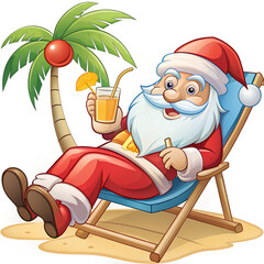 santa claus sitting on the beach