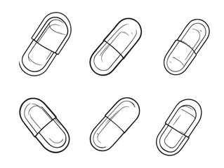 modern capsule blister pack line art icon design collection