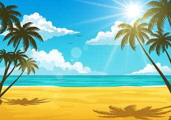 Fototapeta premium Sun-Kissed Shores AI Generated