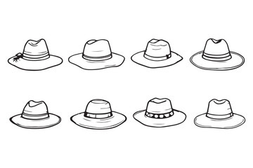 straw hat line art and black color 