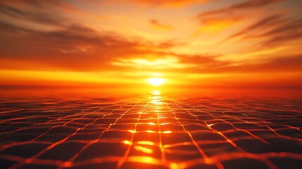 Sunset over water mosaic pattern