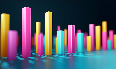 Fototapeta premium Colorful Bar Graph Representation in a Digital Data Visualization Scene
