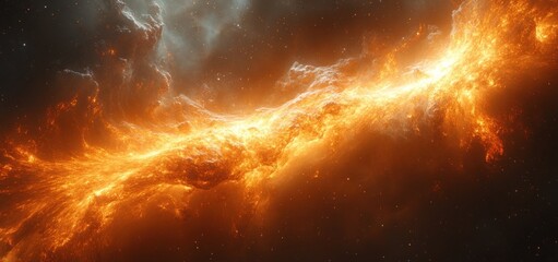 Obraz premium Fiery Nebula in Deep Space: A Cosmic Inferno