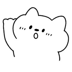 はーい！右手をあげるかわいいネコ (モノクロ)