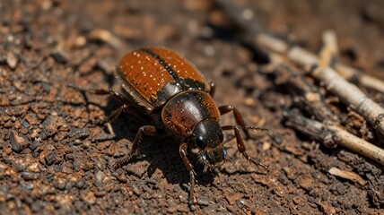 Close-up of beetle on ground