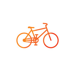 Obraz premium Bicycle silhouette in gradient orange color on white background 