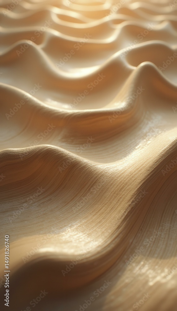 Aufkleber Gentle waves of stylized tan material create an undulating surface with subtle textures and warm lighting