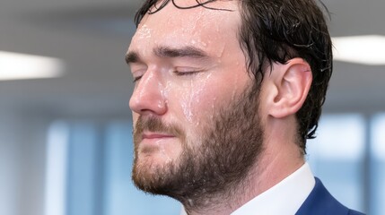 Obraz premium The proud smile of a person or executive despite exhaustion. The joy of achieving success after enduring many failures and setbacks.