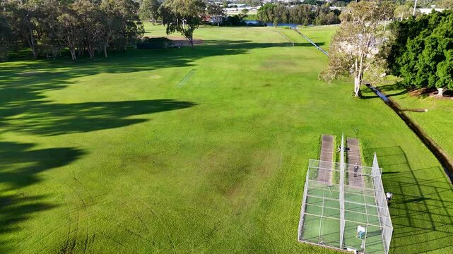 Drone View of Cricket Practice Nets in Gold Coast