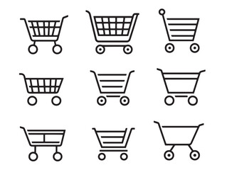 simple empty shopping cart line art for online shops