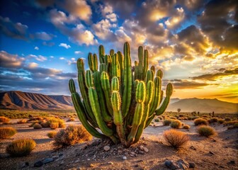Majestic Euphorbia Canariensis Cactus in the Pakistani Desert - Stunning Food Photography