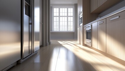 Sunlit modern kitchen interior