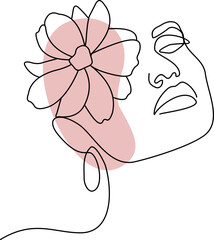 Line Art Woman With Floral