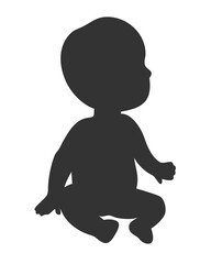 Baby Sitting Silhouette, Infant Outline Art, Toddler Pose Illustration, Childhood Moment Graphic