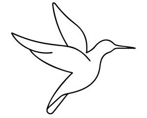 Obraz premium Bird Flying High Minimalist Line Art, Soaring Bird Sketch, Simple Flight Illustration, Elegant Avian Outline