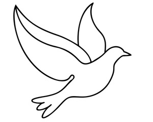Obraz premium Bird Flying High Minimalist Line Art, Soaring Bird Sketch, Simple Flight Illustration, Elegant Avian Outline