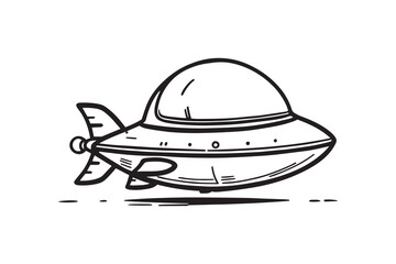 Fototapeta premium Spaceship line art and black color