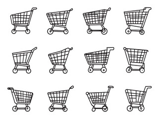 Simple Add to Cart Line Art Illustration for Stores