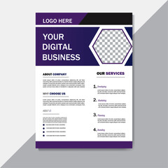 Creative professional modern corporate flyer template design with gradient navy blue and white.

