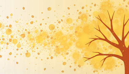 Abstract tree design with yellow leaves on soft background