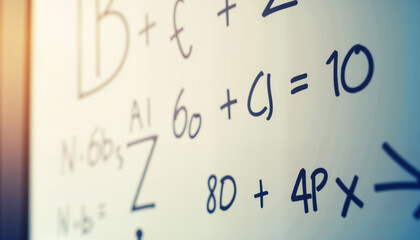 Obraz premium Mathematical equations on whiteboard background