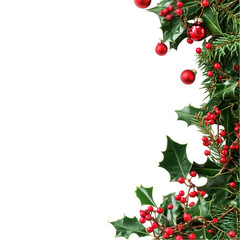 Festive holly berries and ornaments Christmas decor abstract design