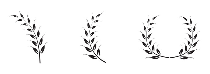 Wheat ears icon set. vector illustration on white background. 