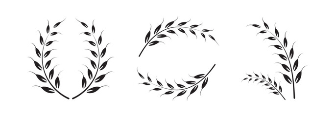Wheat ears icon set. vector illustration on white background. 