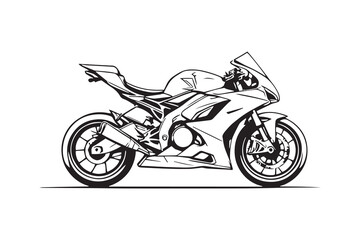 Fototapeta premium Sports Bike line art and black color