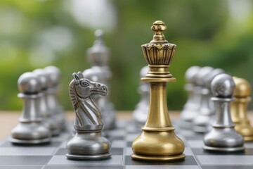 Chess Game Strategy Showing Knight Near King Piece
