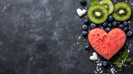 Fresh fruit heart-shaped arrangement