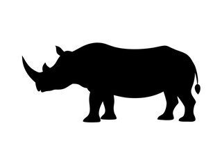 Rhinoceros Silhouette with Large Horn