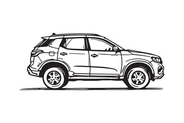 SUV line art and black color