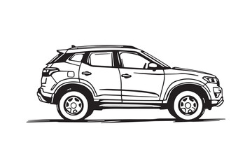 SUV line art and black color