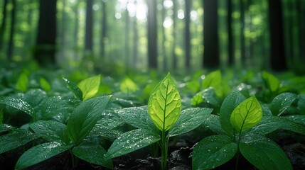 green leaves in the forest
