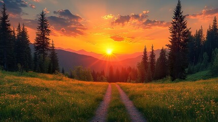 sunset over the field