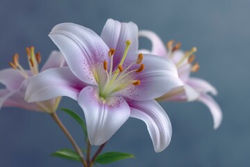 Fototapeta premium Blooming Lily Flowers with Delicate Petals and Stamens