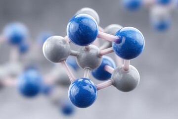 Molecular Structure Close-up with Spheres and Connecting Rods