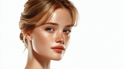 Naklejka premium Radiant woman with highlighted facial features.